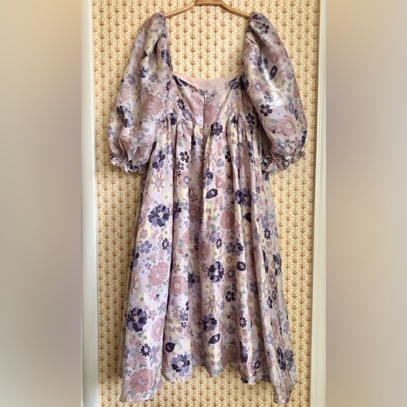 Storia Puff-Sleeve Floral Babydoll Midi Dress | Medium - Picture 7 of 10